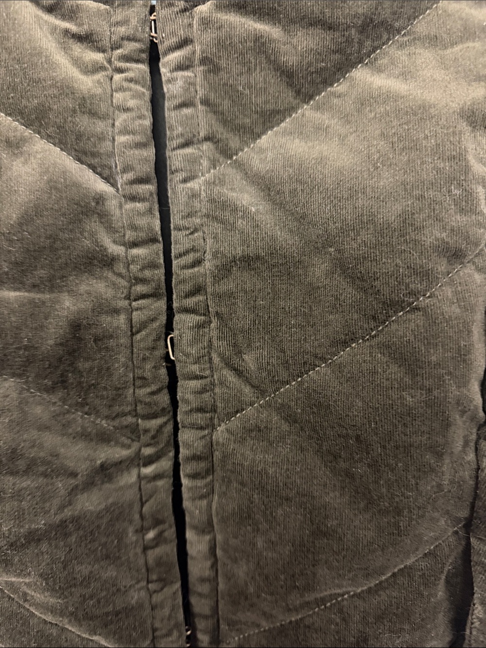 Democracy Olive Green Quilted Corduroy Vest - Picture 3 of 5